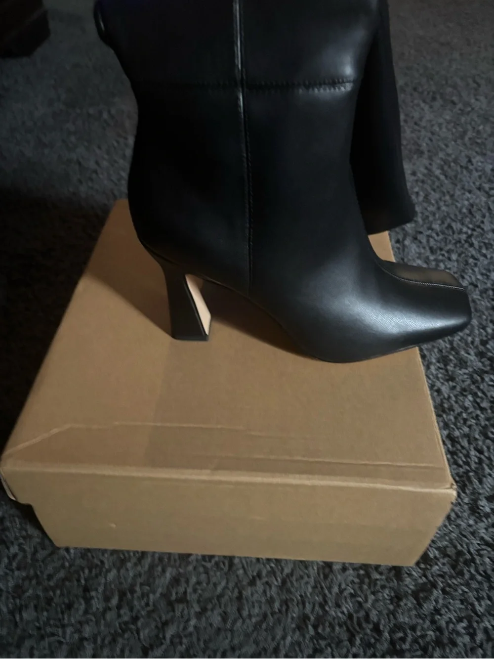Women's Black Square-Toe Ankle Heels